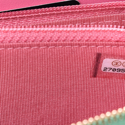 Chanel Caviar Quilted Medium Filigree Zip Around Wallet Pink Blue Green 7 of 8