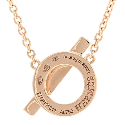 Hermes 18K Rose Gold Diamond Finesse Pendant Necklace 4 of 5