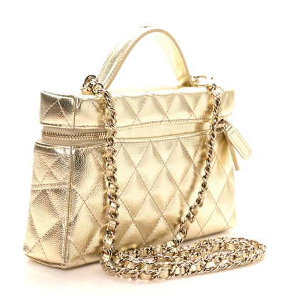 Chanel Metallic Caviar Quilted Trendy Handle Slim Vanity Gold 3 of 11