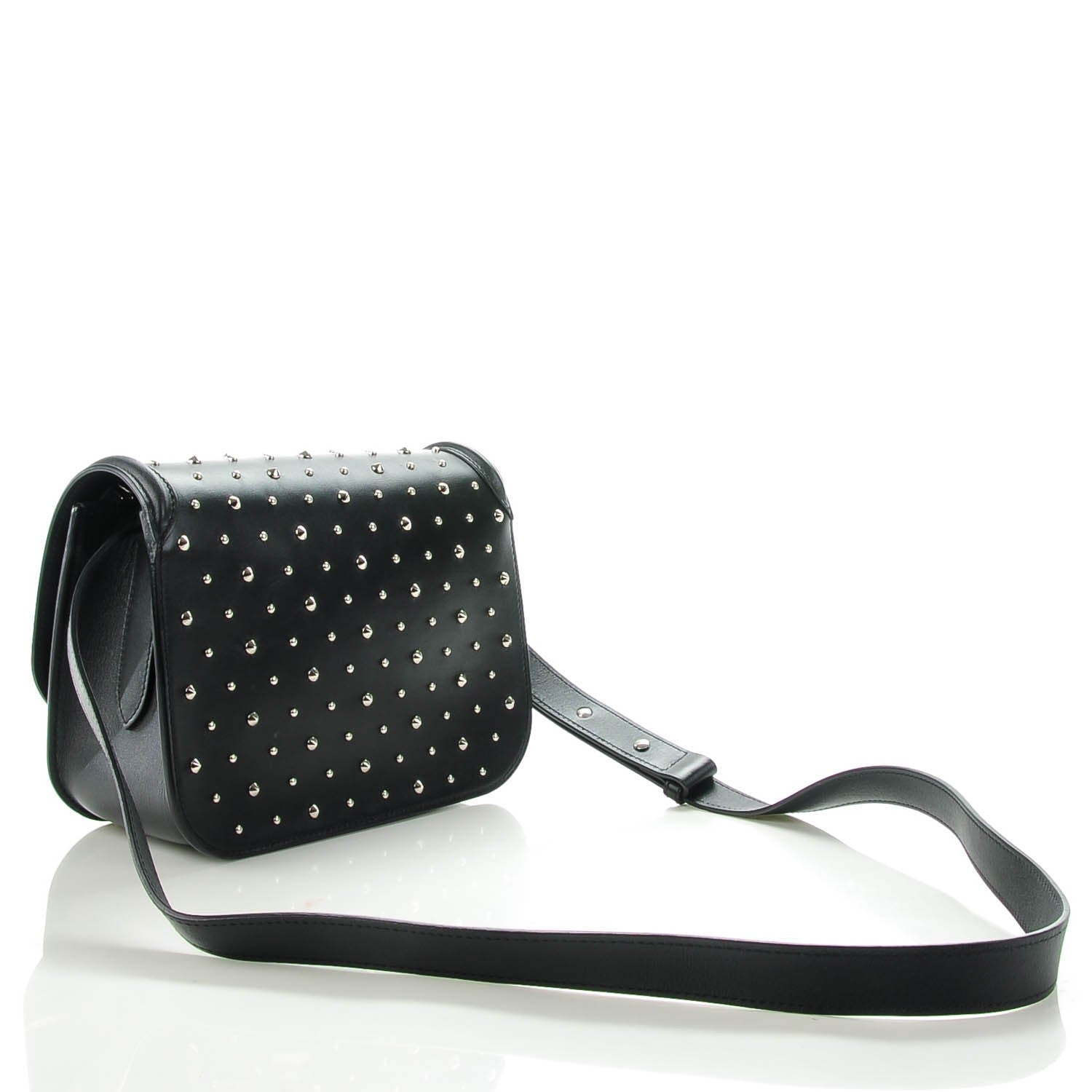 Alexander McQueen Calfskin Studded Small Padlock Crossbody Bag Black 3 of 7