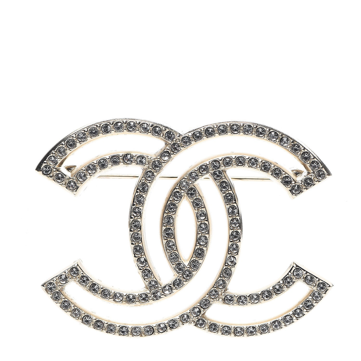 Chanel Crystal CC Brooch Light Gold 1 of 4