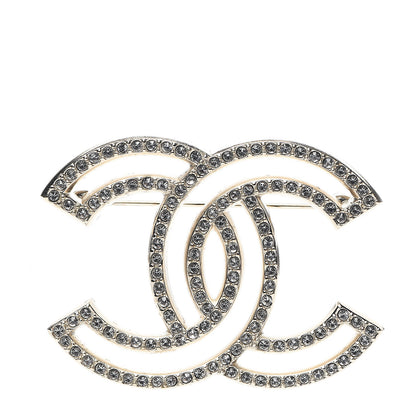 Chanel Crystal CC Brooch Light Gold 1 of 4