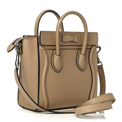 Celine Drummed Calfskin Nano Luggage Dune 3 of 10