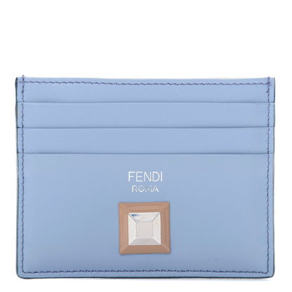 Fendi Vitello Liberty Studded Bi-Color Card Holder Azzurro Sky Black Cherry 1 of 7
