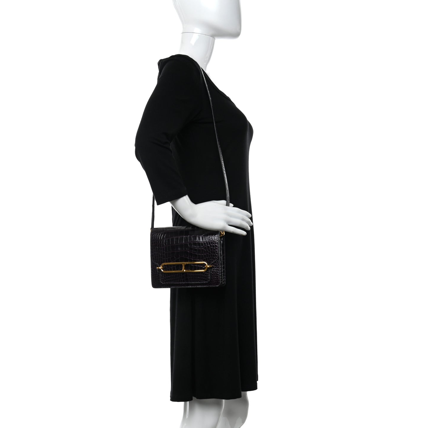 Shiny Alligator Mini Sac Roulis Prunoir