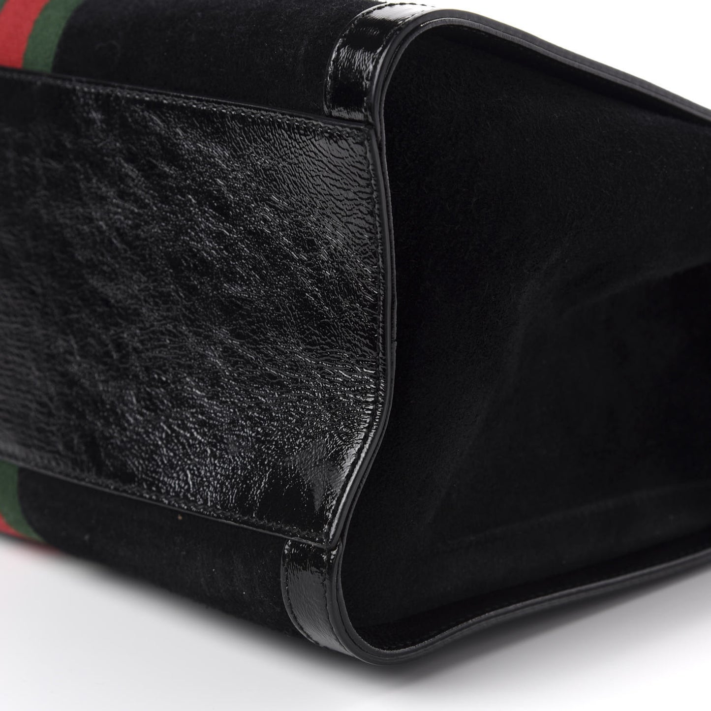 Suede Patent GG Web Medium Ophidia Tote Bag Black