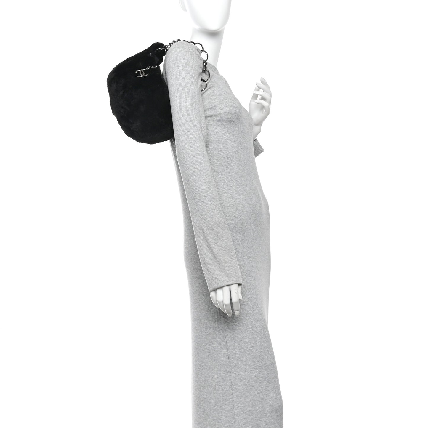 Lapin Rabbit Fur Shoulder Bag Black Black