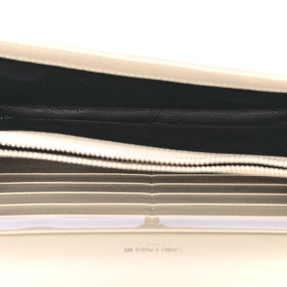 Saint Laurent Grain De Poudre Matelasse Chevron Monogram Chain Wallet Blanc Vintage 5 of 10