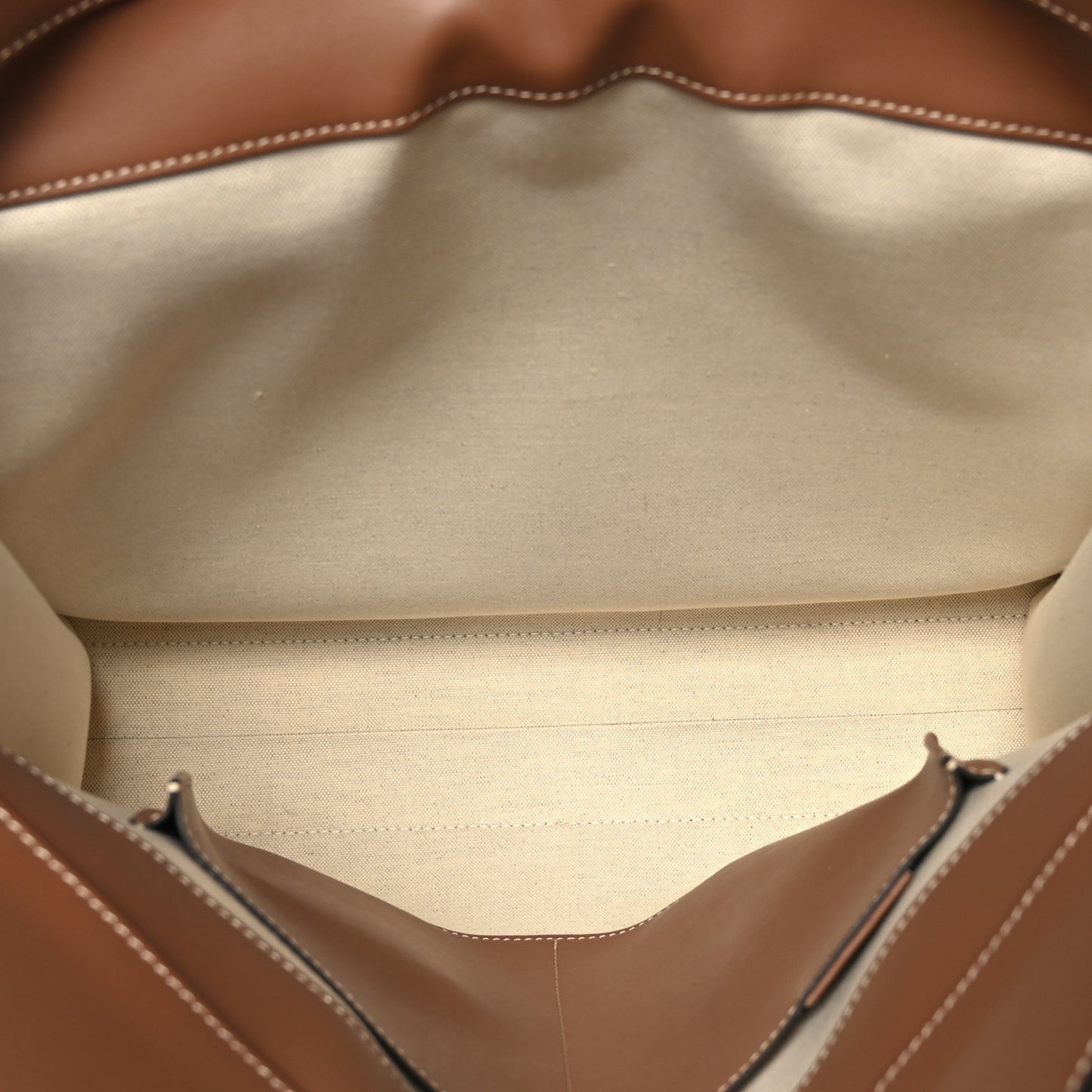 Canvas Smooth Calfskin Two Tone Medium Pocket Bag Natural Malt Brown