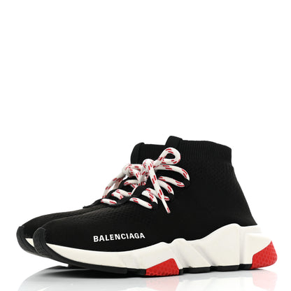 Balenciaga Neoprene Knit Womens Speed Lace Up Sneakers 35.5 Black Red 3 of 8