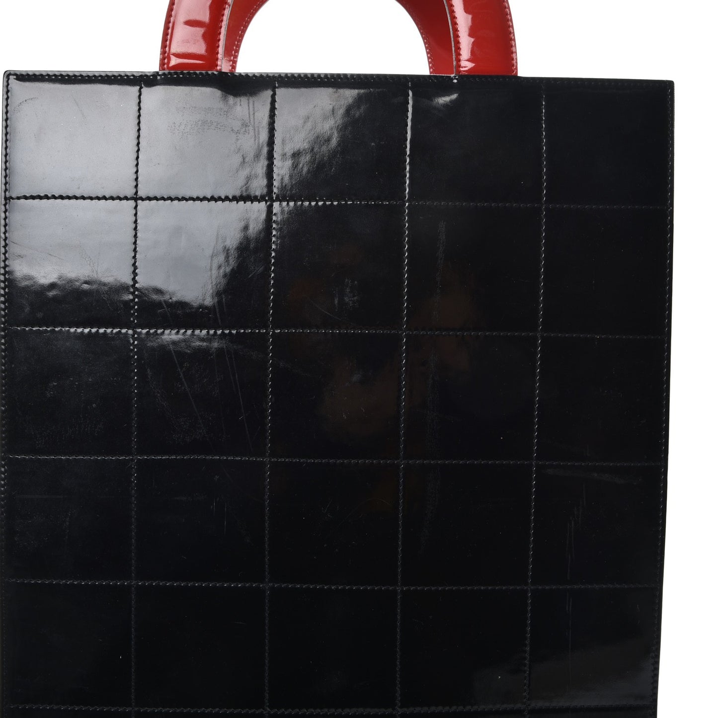 Patent Printed Shopping Tote Red
