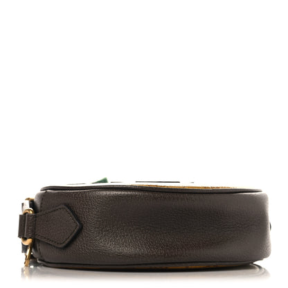 Gucci X ADIDAS Crystal Vintage Monogram Textured Dollar Calfskin Web Trefoil Small Ophidia Round Shoulder Bag Mid Natural Nut Off White New Acero 4 of 10