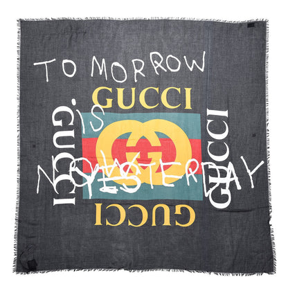 Gucci Modal Silk Coco Capitan Logo Square Scarf Black 1 of 8