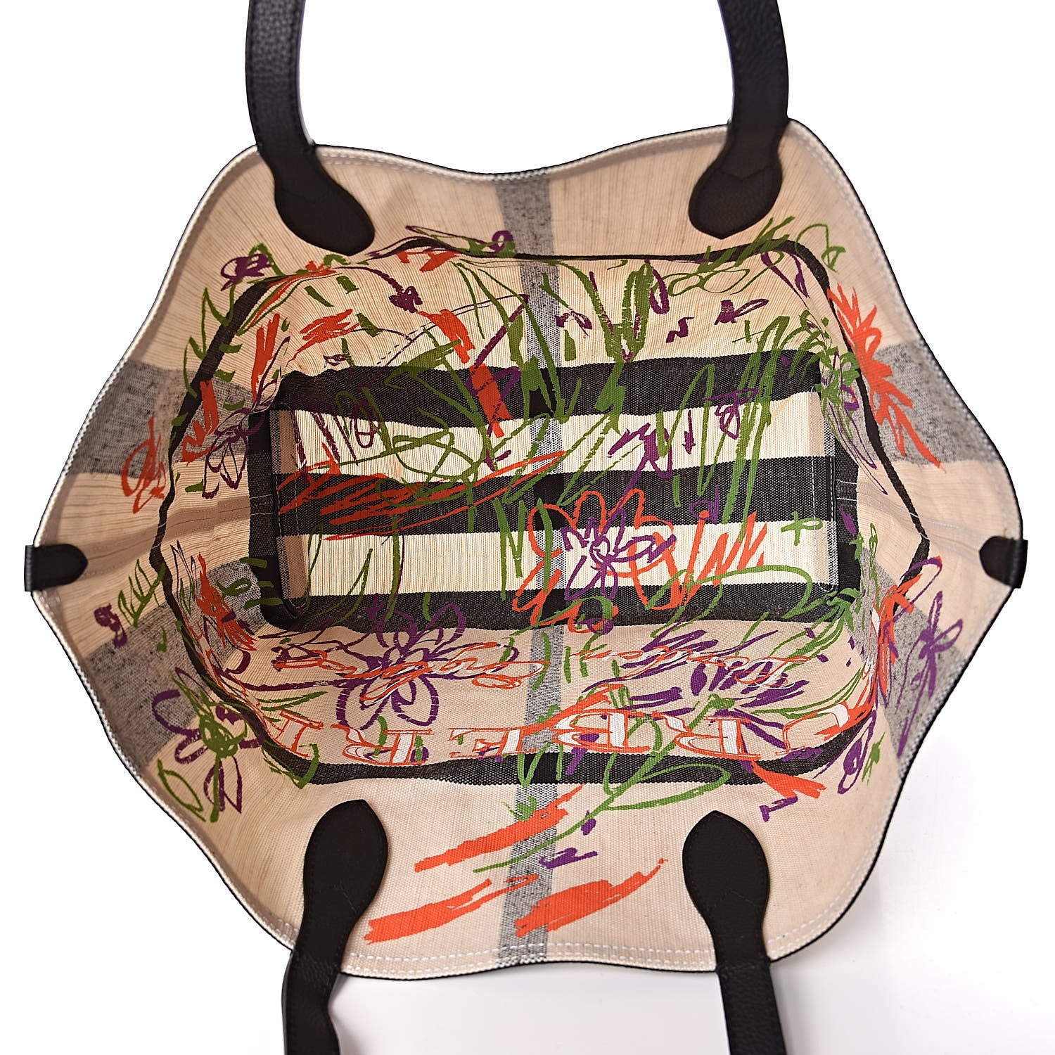 Burberry Coated Canvas Medium Reversible Doodle Tote White Black 8 of 13