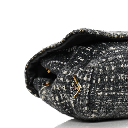 Prada Tweed Clutch Black White 10 of 12