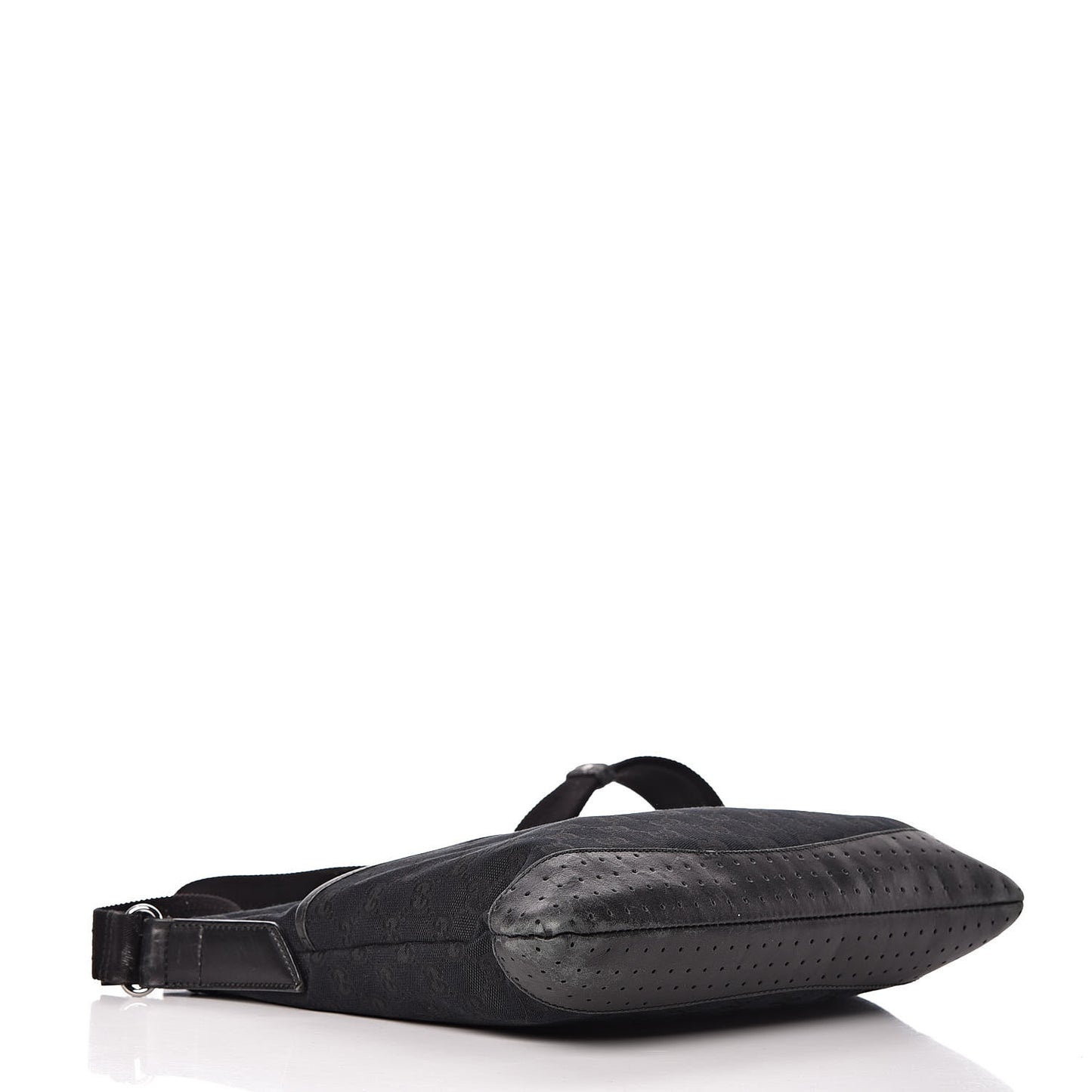 Monogram Calfskin Perforated Medium Flat Messenger Bag Black