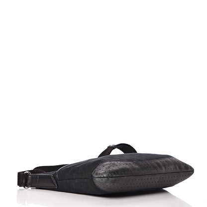 Gucci Monogram Calfskin Perforated Medium Flat Messenger Bag Black 4 of 17