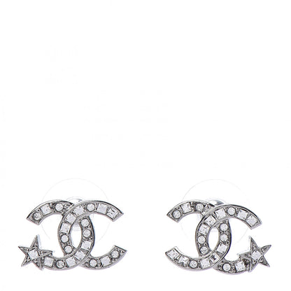 Chanel Crystal CC Starfall Earrings Silver 1 of 5