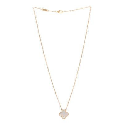 Van Cleef & Arpels 18K Yellow Gold Mother of Pearl Vintage Alhambra Pendant Necklace 3 of 6