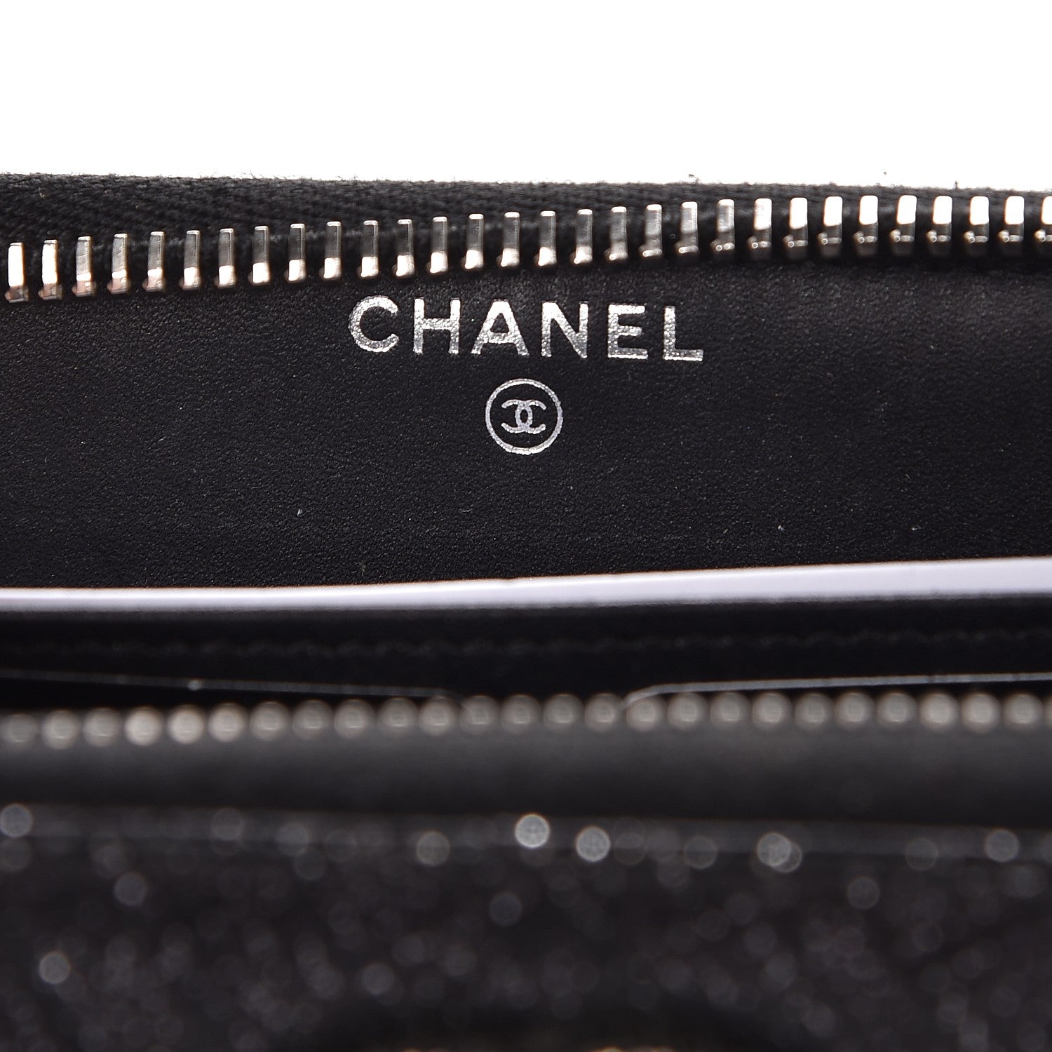 Chanel Glittered Calfskin Quilted Large Gusset Zip Wallet Black 6 of 9