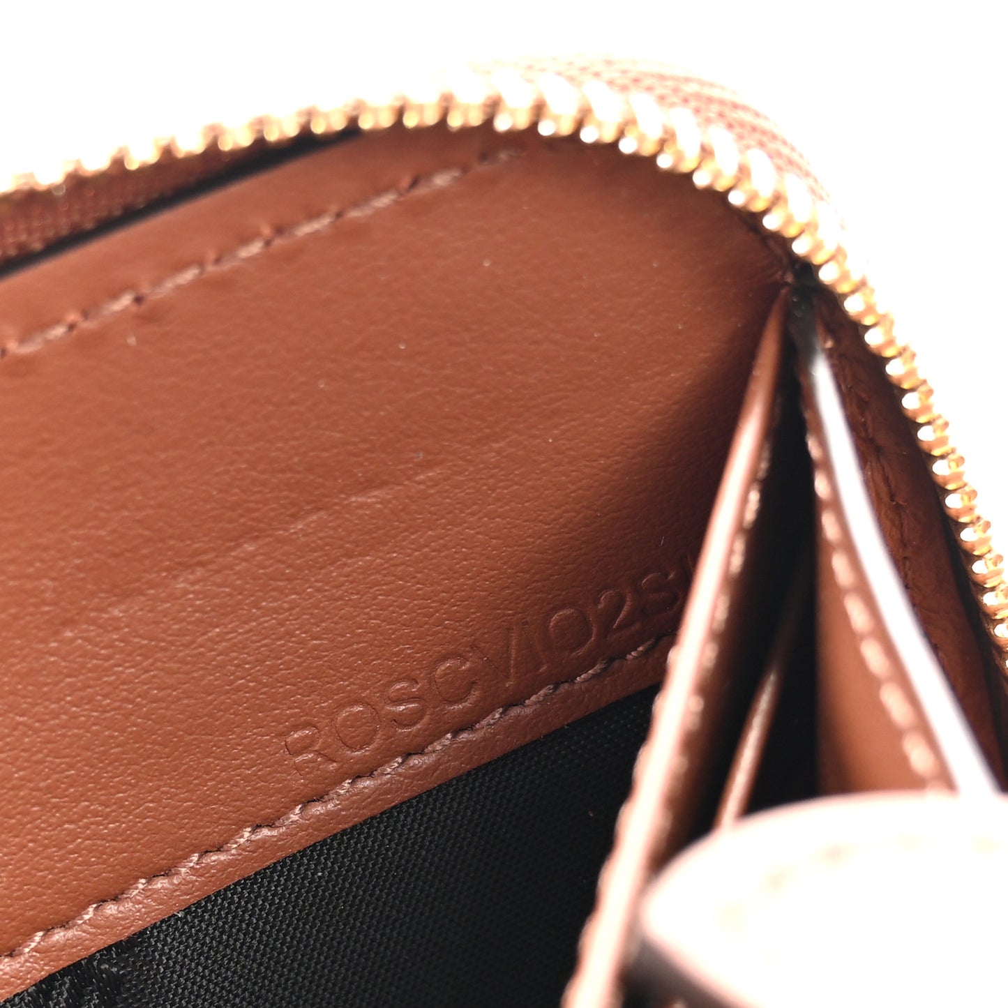 Grainy Calfskin Logo Zip Around Wallet Chestnut Brown
