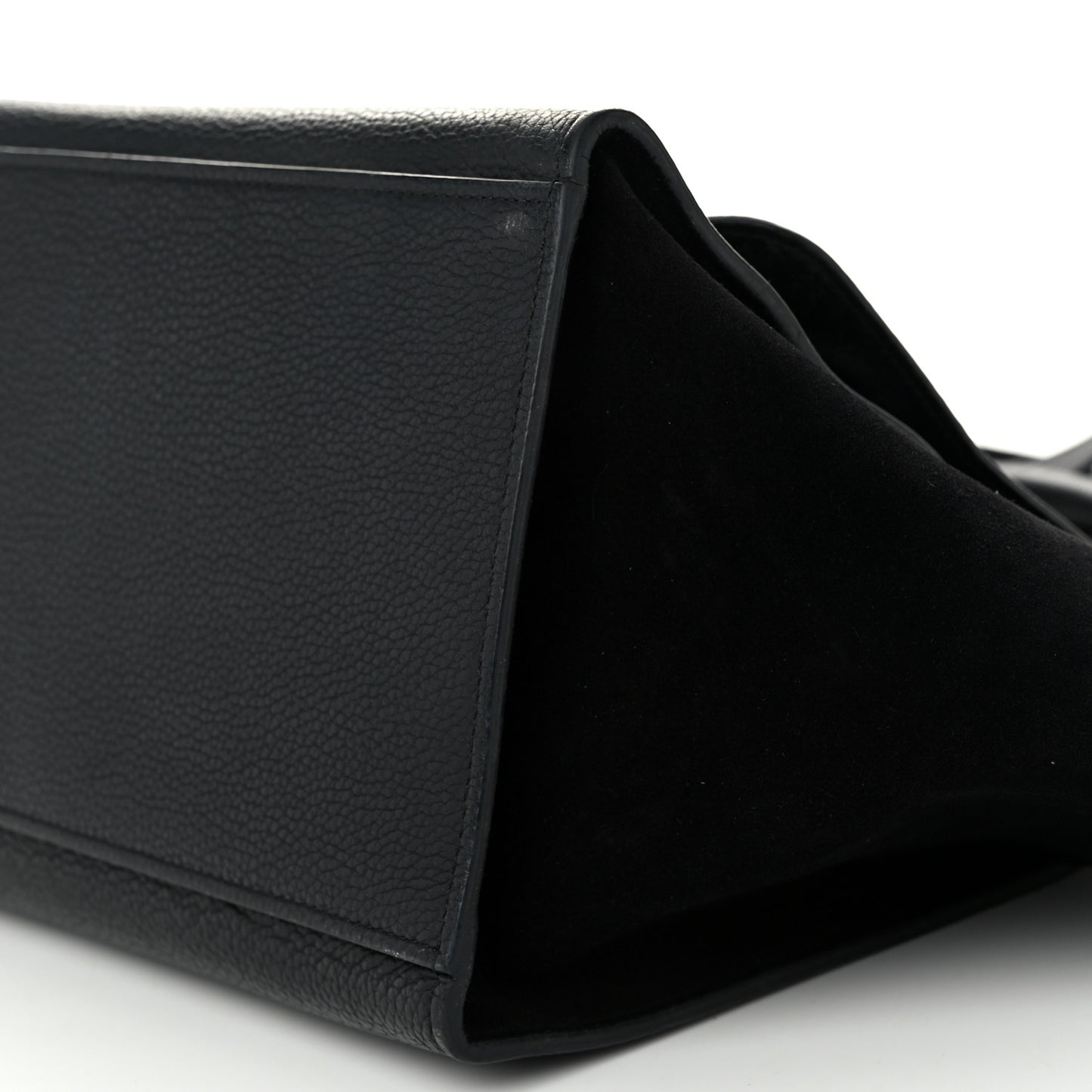 Drummed Calfskin Suede Small Trapeze Black