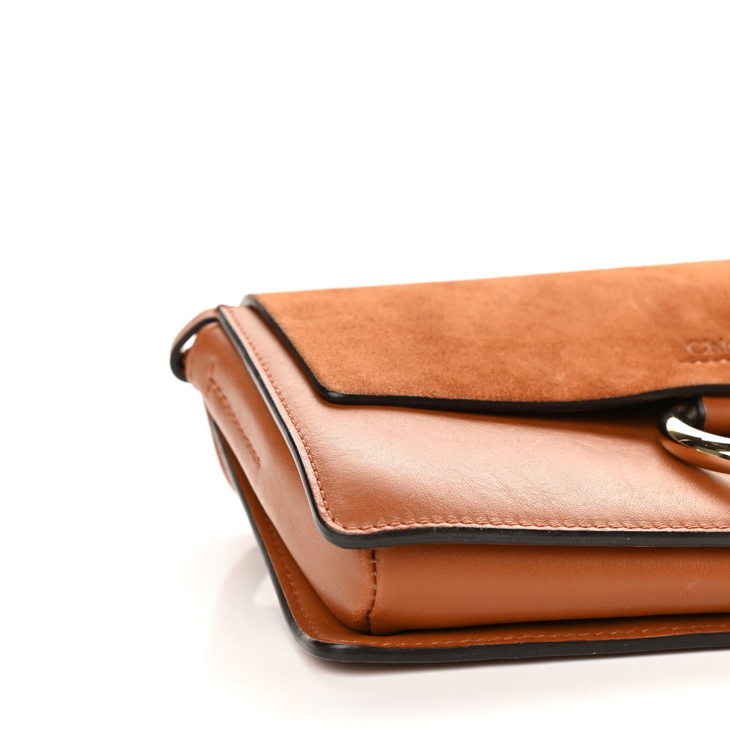 Suede Calfskin Small Faye Shoulder Bag Tobacco