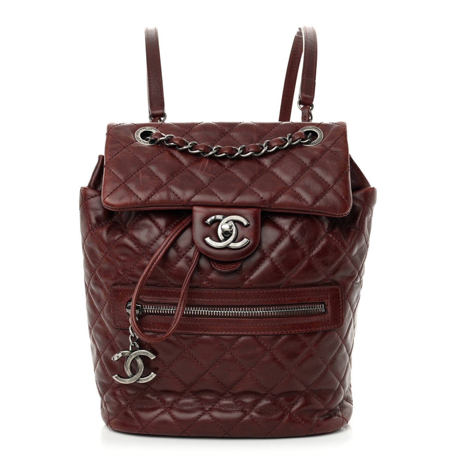 Chanel Glazed Calfskin Quilted Small Salzburg Backpack Burgundy 1 of 12