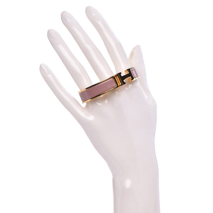 Hermes Enamel Narrow Clic Clac H Bracelet PM Bois De Rose 2 of 5