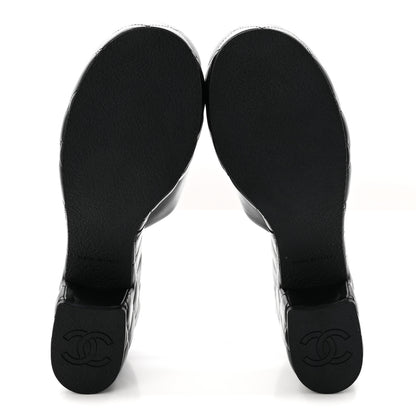 Chanel Lambskin Quilted CC Platform Mules 40 Black 6 of 10