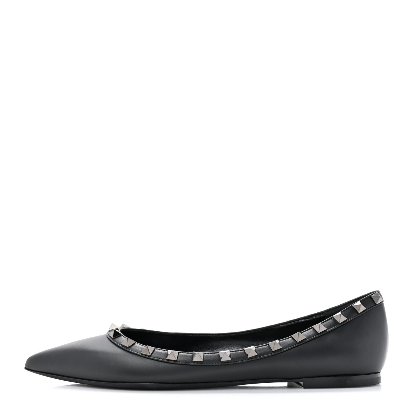 Calfskin Lacquered Monochrome Rockstud Ballerina Flats 39 Black