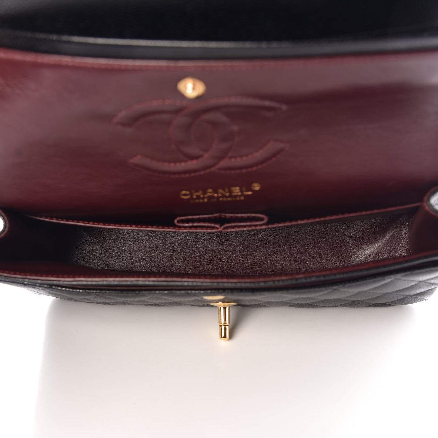 Caviar Quilted Medium Double Flap Black