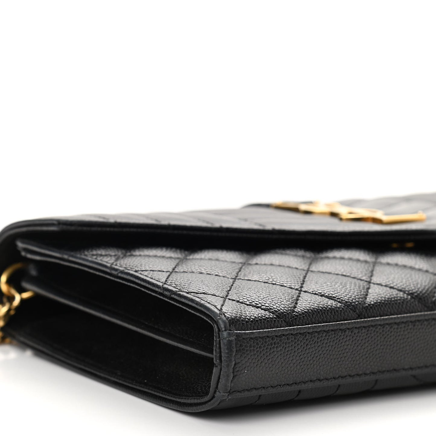 Grain De Poudre Mixed Matelasse Triquilt Monogram Chain Wallet Black