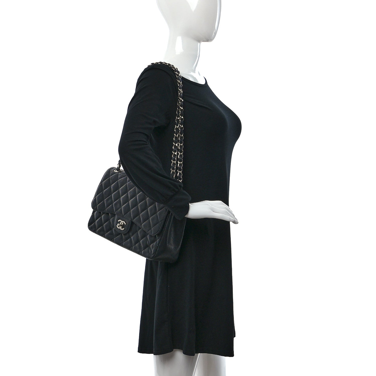 Chanel Caviar Quilted Jumbo Double Flap Black 2 of 11