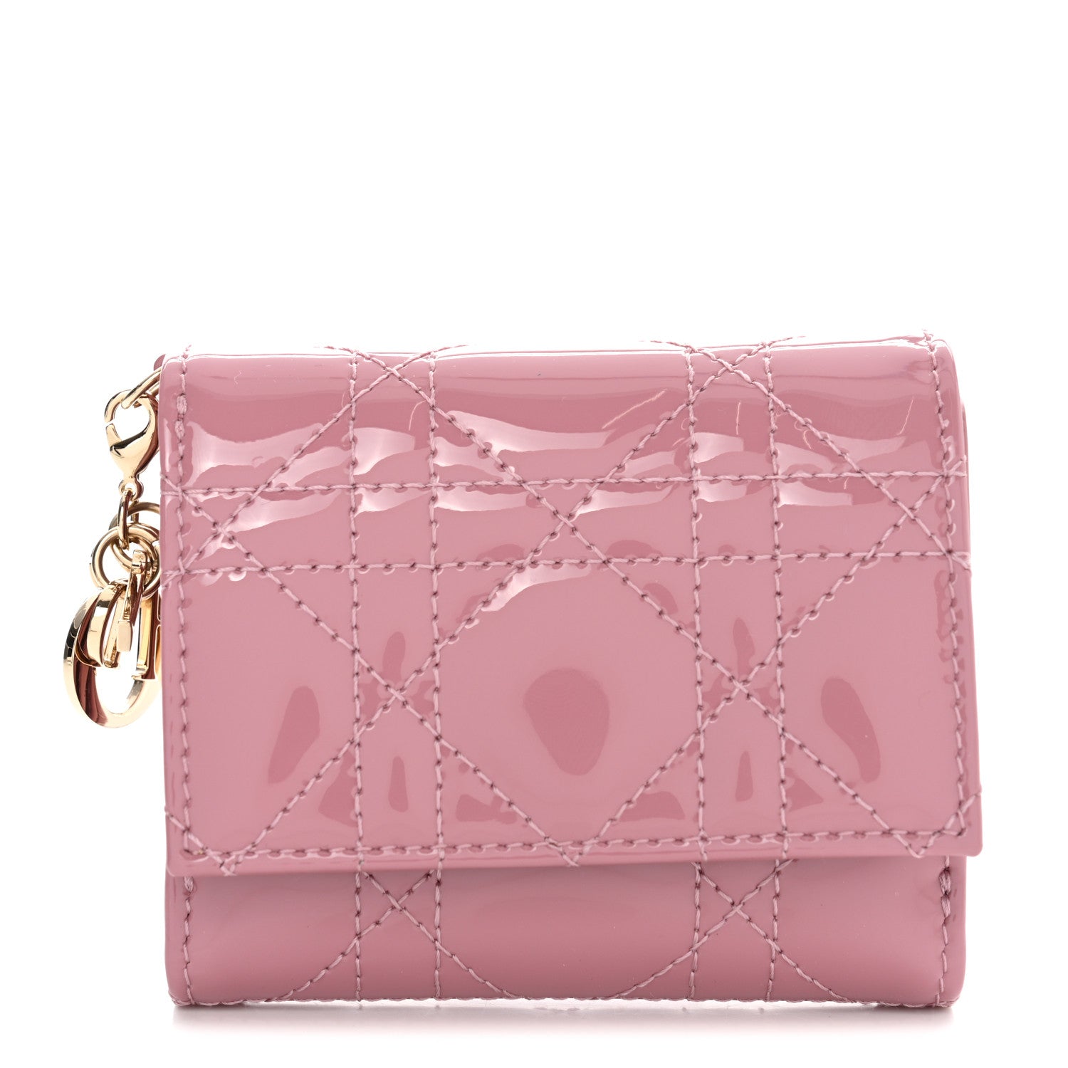 Christian Dior Patent Cannage Lady Dior Lotus Wallet Pink 1 of 11