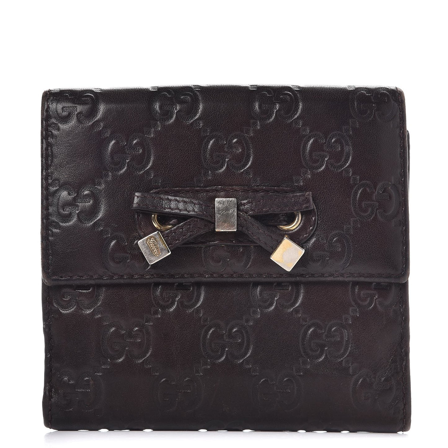 Guccissima Princy French Flap Wallet Chocolate Brown