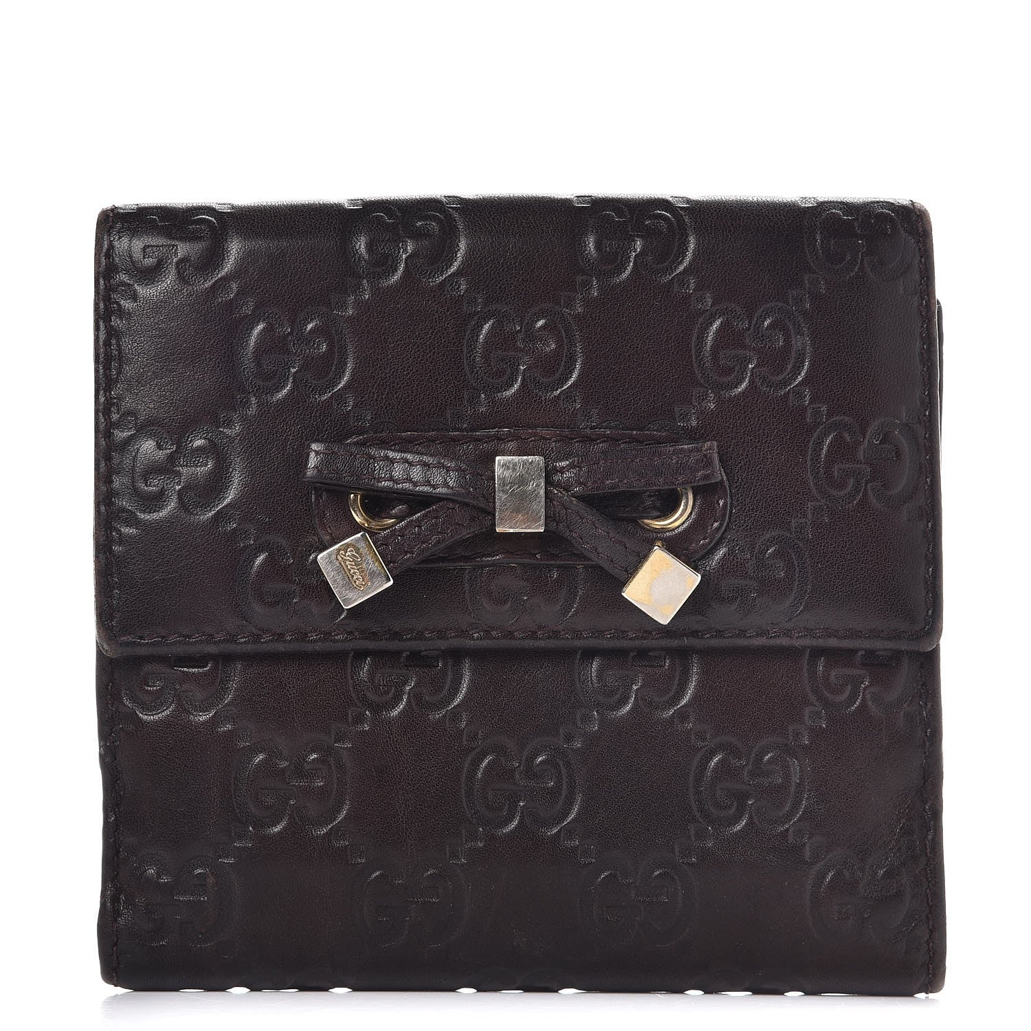 Gucci Guccissima Princy French Flap Wallet Chocolate Brown 1 of 8