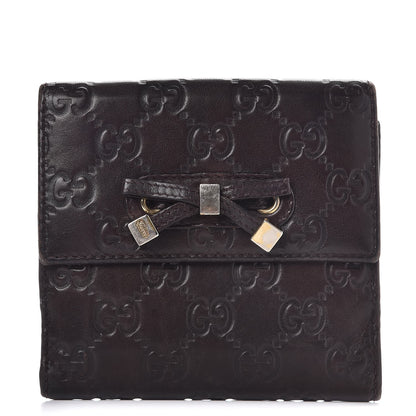 Gucci Guccissima Princy French Flap Wallet Chocolate Brown 1 of 8