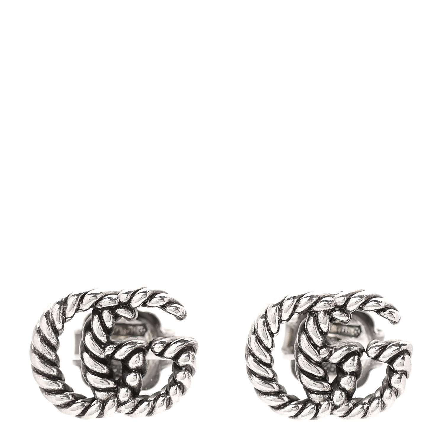 Gucci Sterling Silver Torchon Double G Earrings 1 of 6