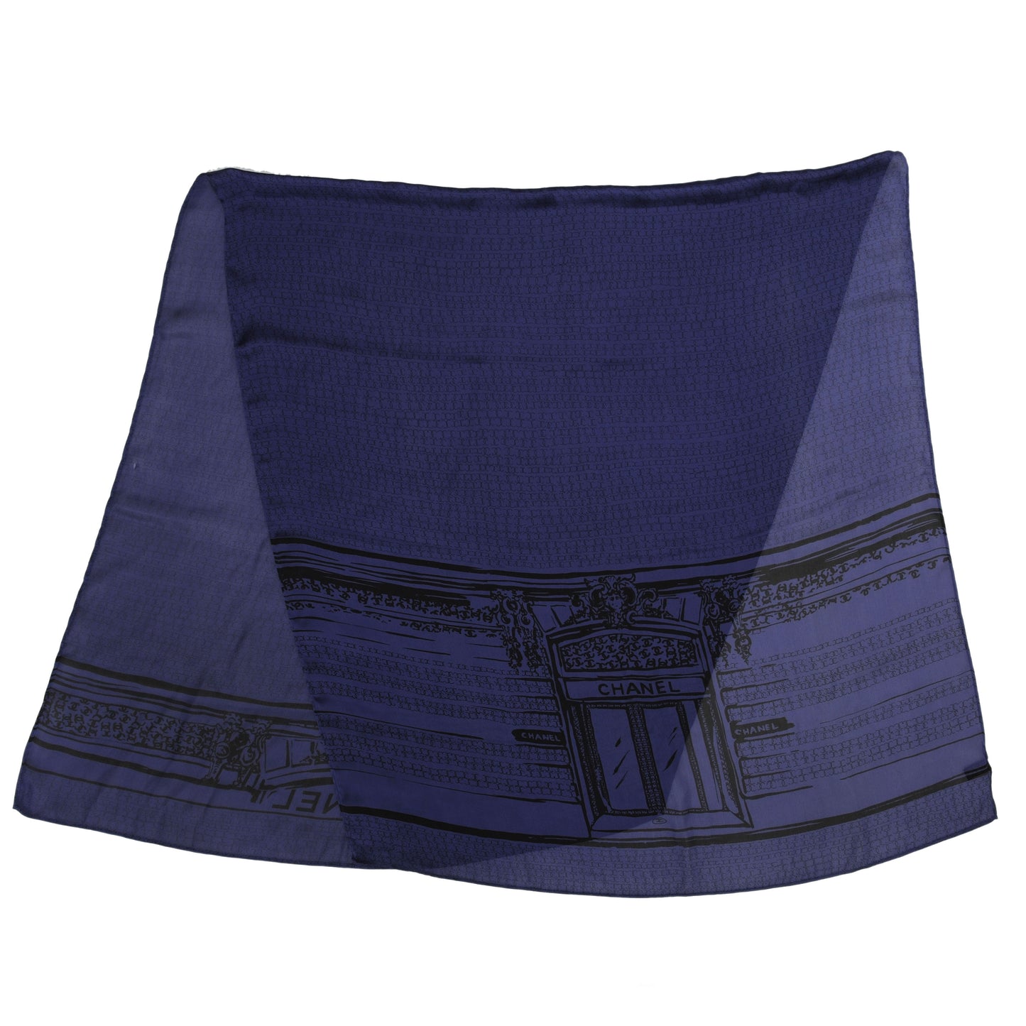 Silk Scarf CC Logo Black Blue