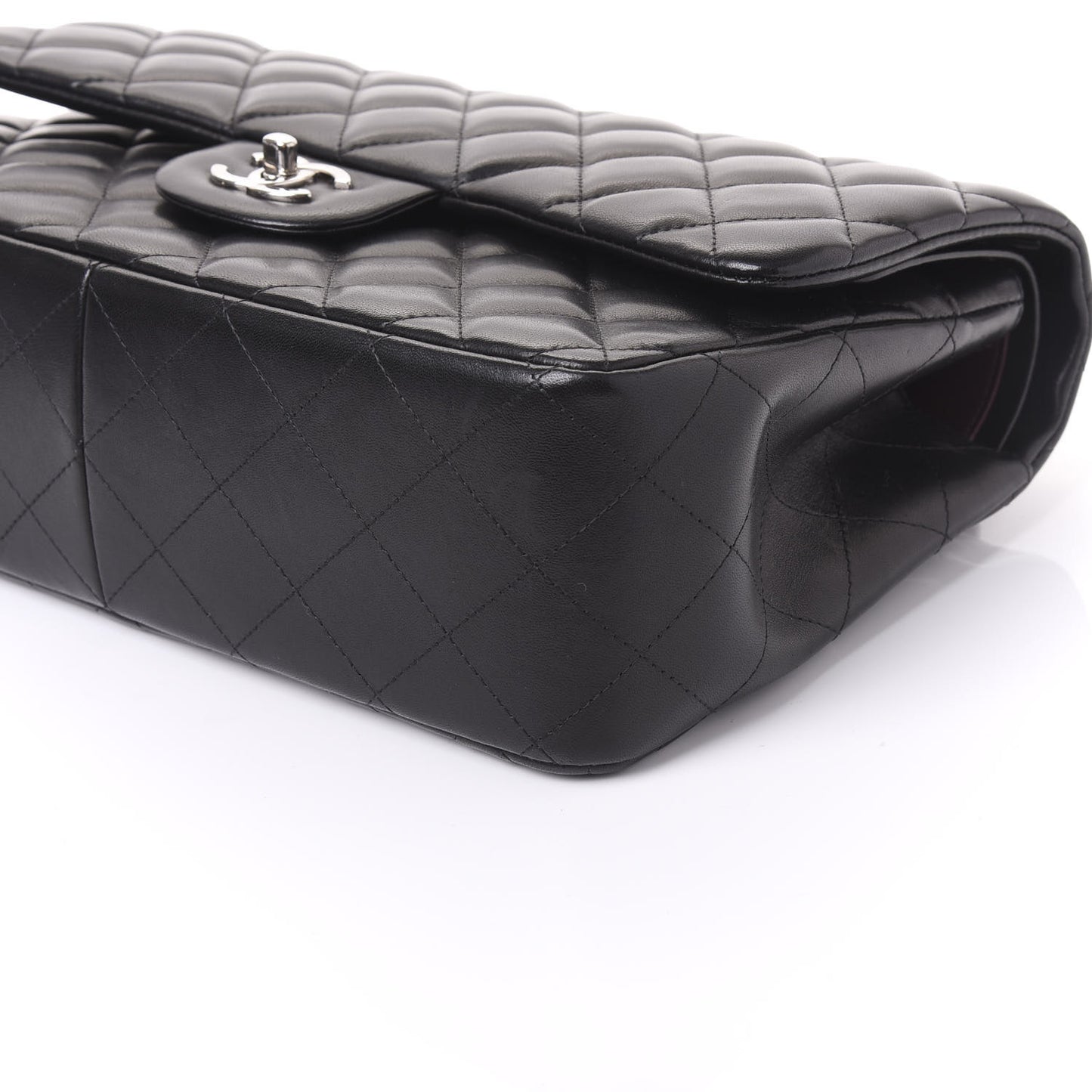 Lambskin Quilted Jumbo Double Flap Black