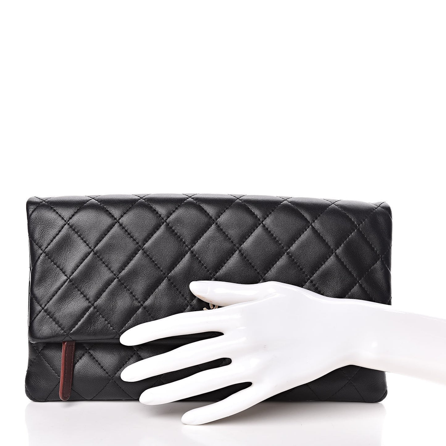 Lambskin Quilted CC Beauty Clutch Black
