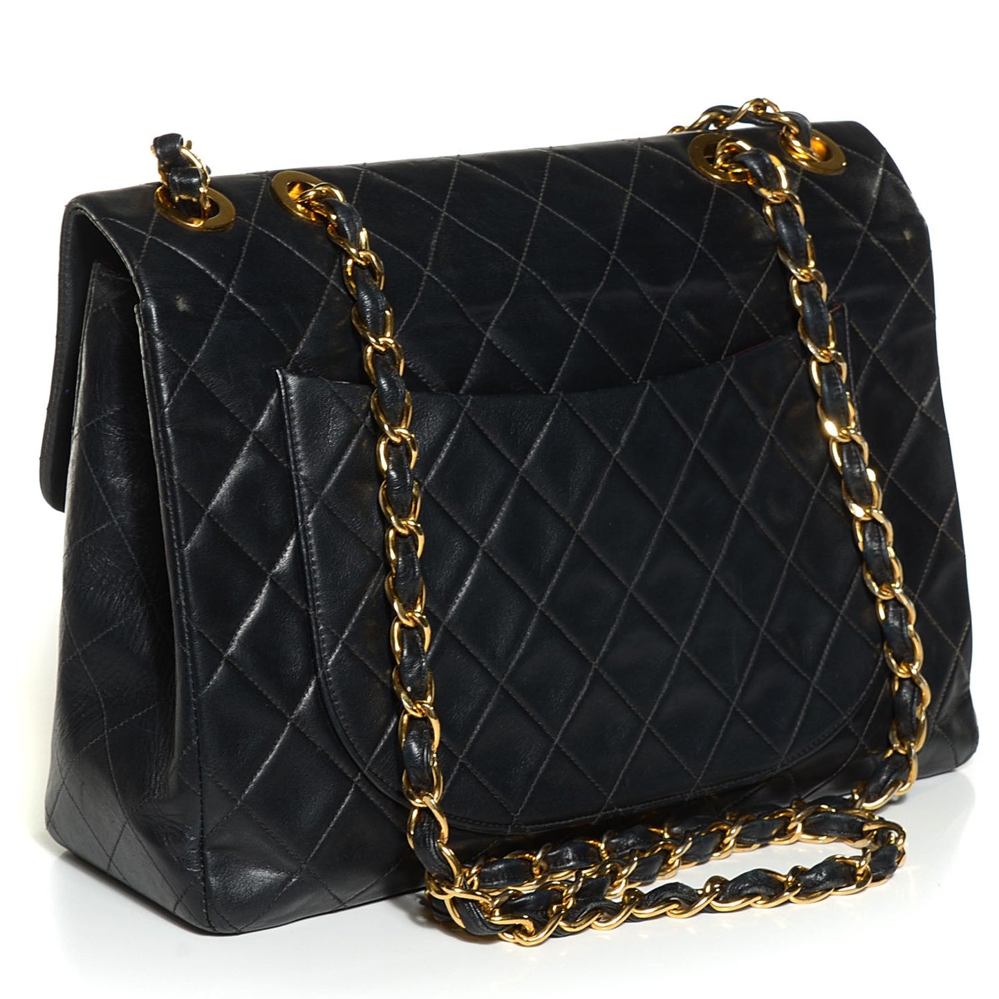 Lambskin Quilted XL Jumbo Flap Black