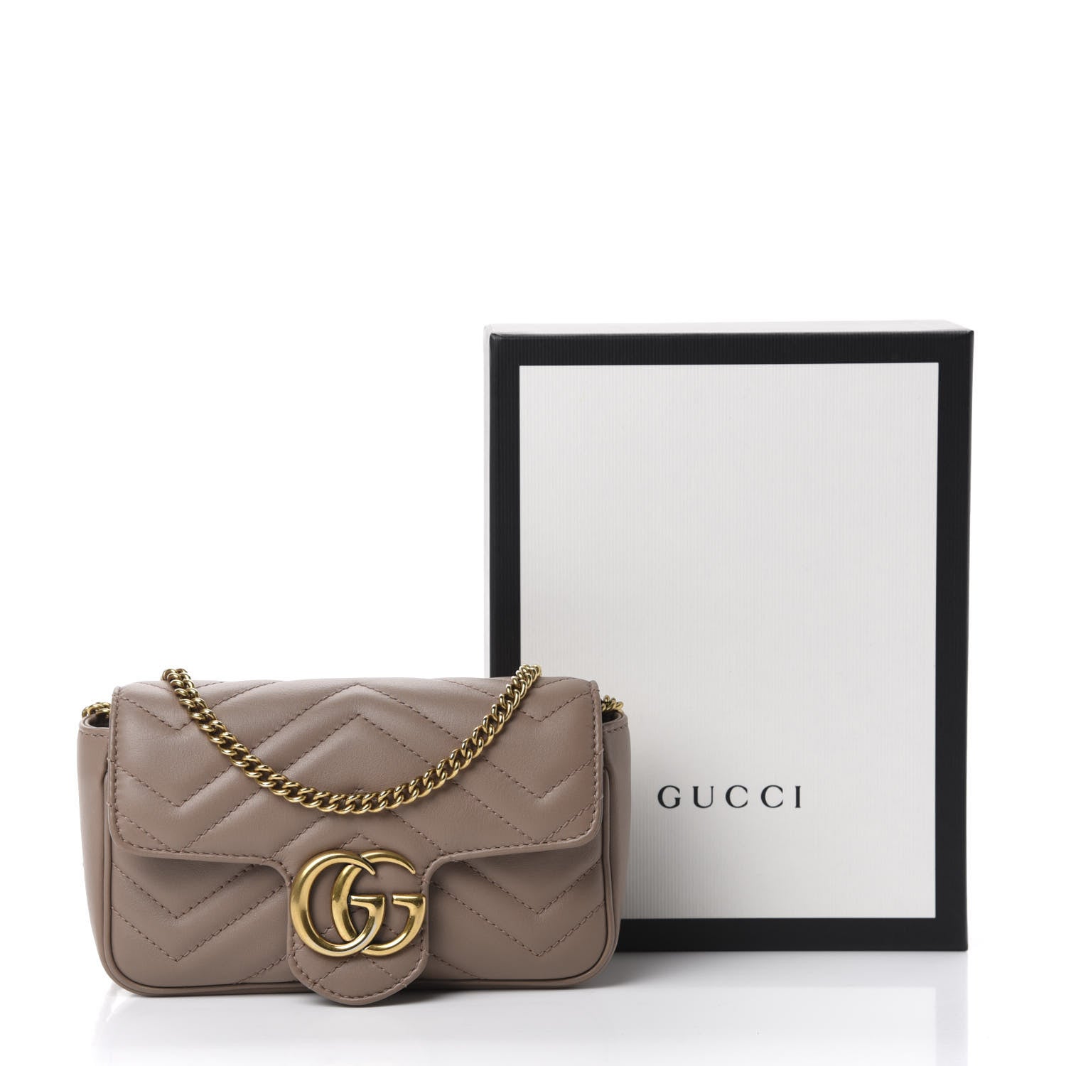 Gucci Calfskin Matelasse Super Mini GG Marmont Shoulder Bag Porcelain Rose 12 of 12