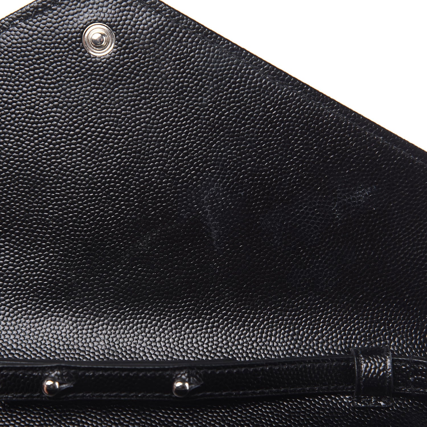 Saint Laurent Grain De Poudre Matelasse Chevron Monogram Chain Wallet Black 7 of 10