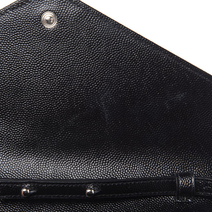Saint Laurent Grain De Poudre Matelasse Chevron Monogram Chain Wallet Black 7 of 10