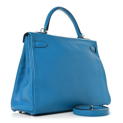 Hermes Togo Kelly Retourne 32 Bleu Zanzibar 2 of 11