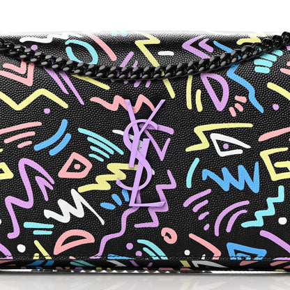 Saint Laurent Grain De Poudre Medium Classic Monogram Multicolor Graphic Print Chain Wallet Black 8 of 14