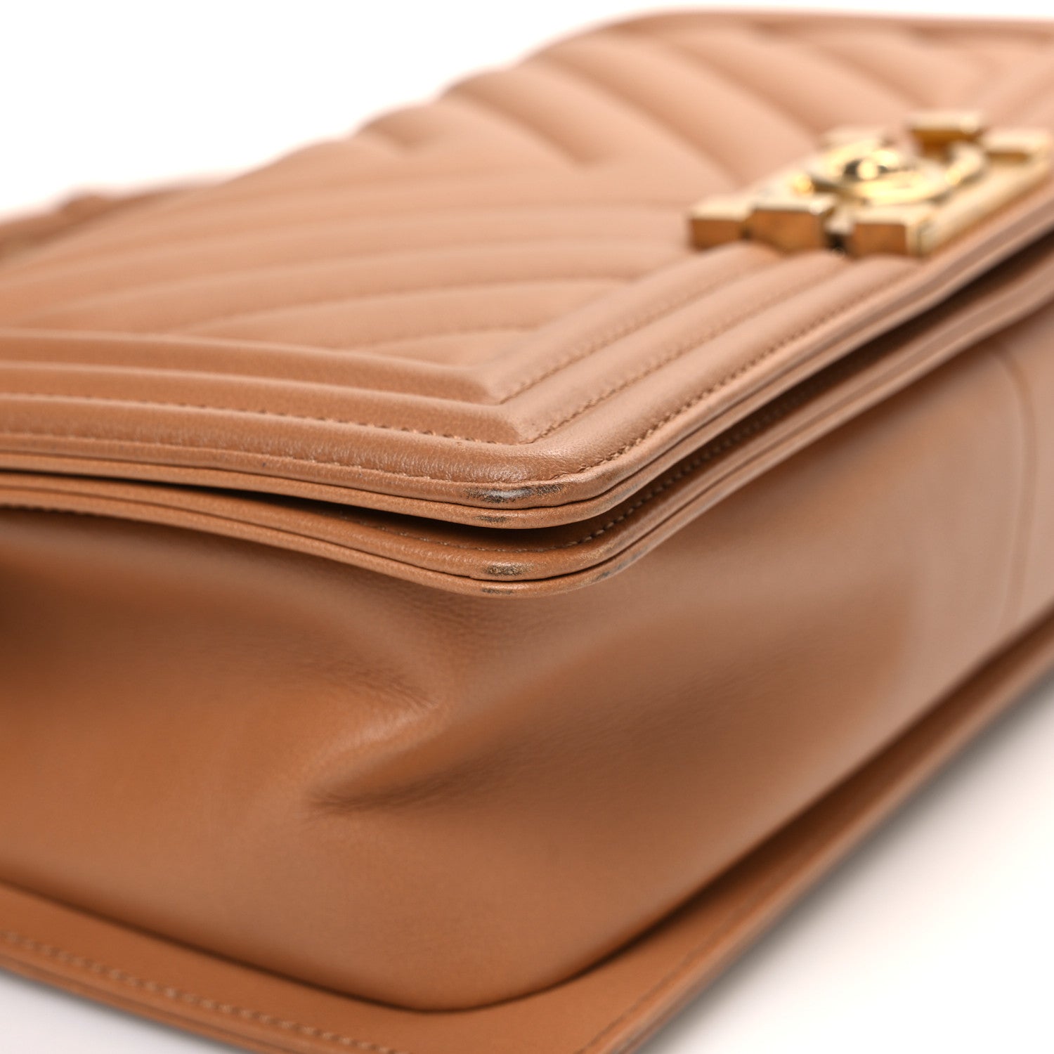 Chanel Calfskin Chevron Quilted Medium Boy Flap Beige 13 of 13