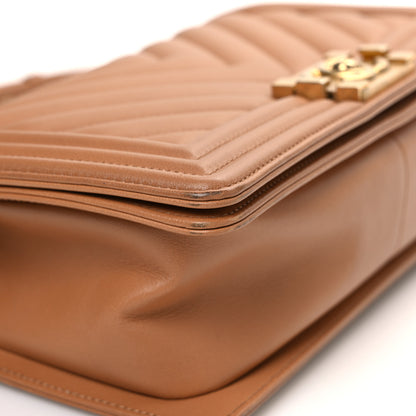 Chanel Calfskin Chevron Quilted Medium Boy Flap Beige 13 of 13